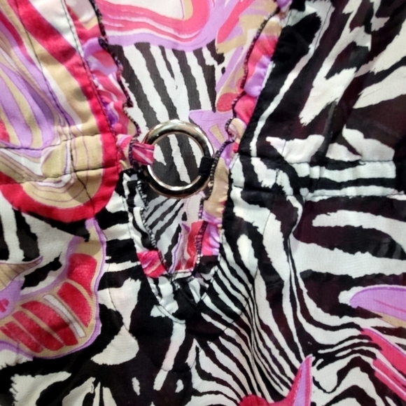 Pineapple Cove XL Midi Kimono Coverup Zebra Print Hot Pink - Picture 5 of 7